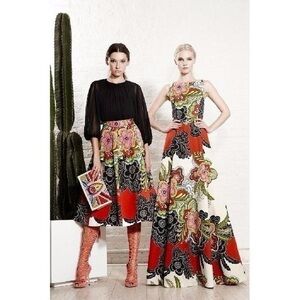 Alice + Olivia Eartha Print Cotton Jacquard Midi Skirt Size 6